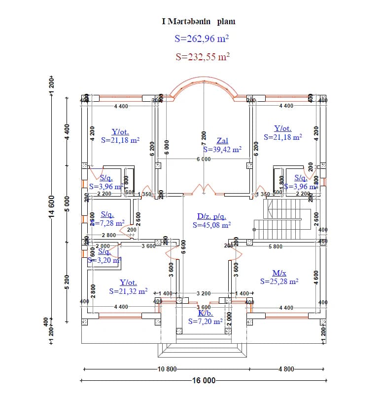 Villa Arcadia plan — 1-ci mərtəbə