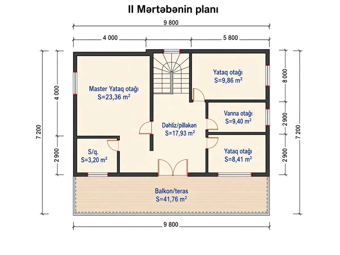 Villa Afina plan — 2-ci mərtəbə