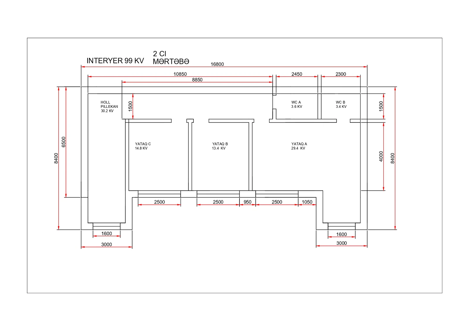 Villa Yeni Ağ Saray plan — 2-ci mərtəbə